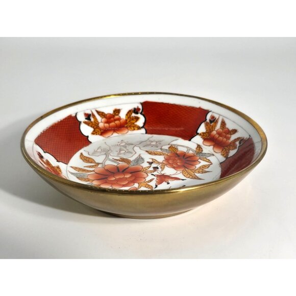 Antique Chinese Rose Medallion Porcelain Plate Gold Base Floral Butterfly Design - Picture 6 of 11